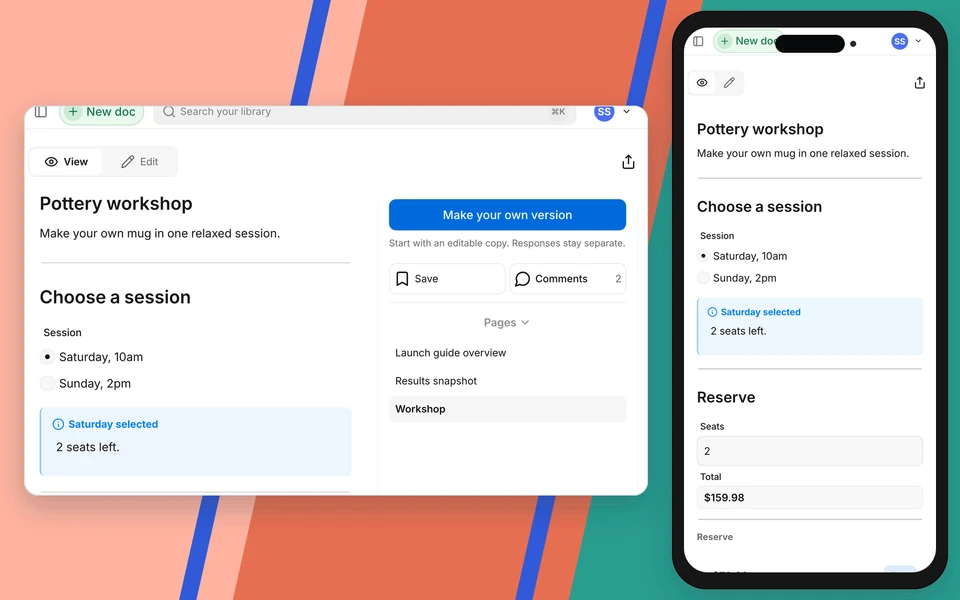 Publish, update, and sell from one link